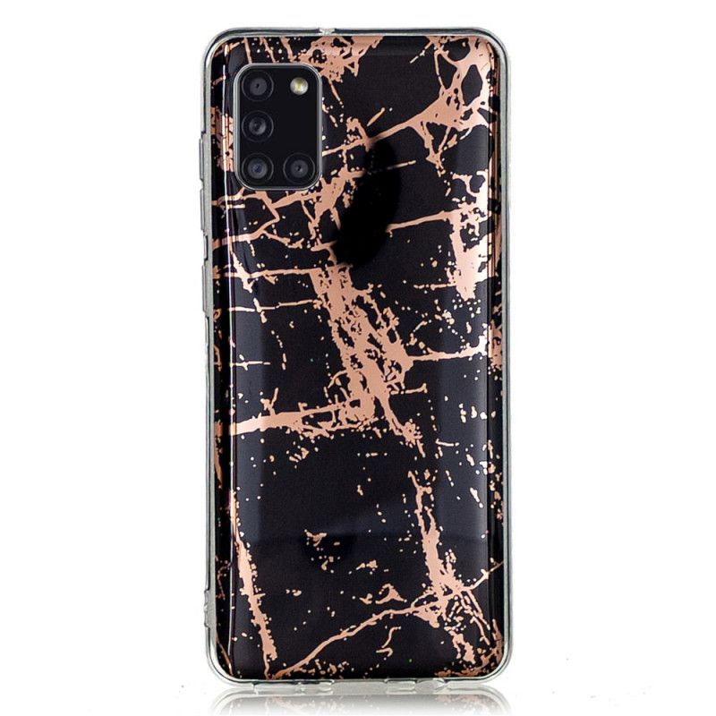 Etui Samsung Galaxy A31 Różowy Czarny Ultra Designerski Marmur Etui Ochronne