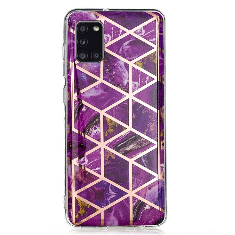 Etui Samsung Galaxy A31 Różowy Czarny Ultra Designerski Marmur Etui Ochronne