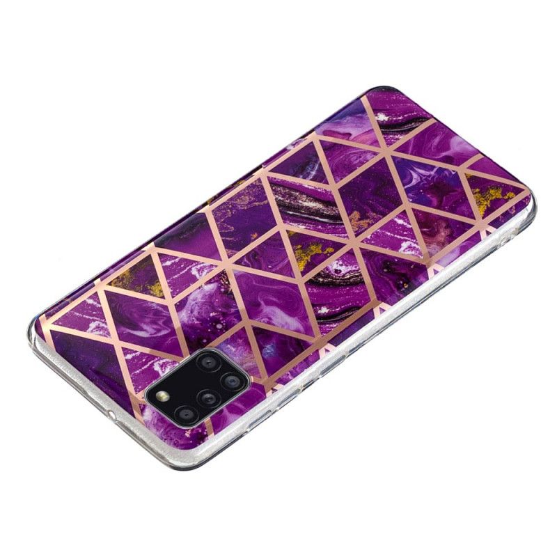 Etui Samsung Galaxy A31 Różowy Czarny Ultra Designerski Marmur Etui Ochronne