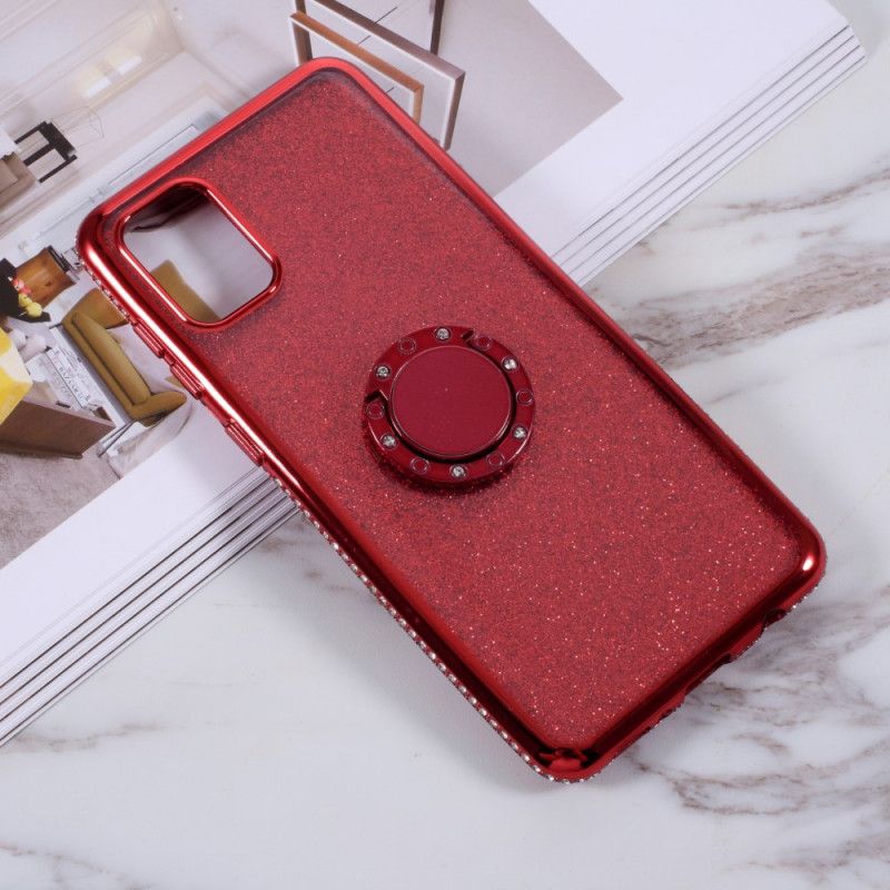 Etui Samsung Galaxy A31 Srebrny Czerwony Wspornik Z Cekinami I Diamentami Etui Ochronne