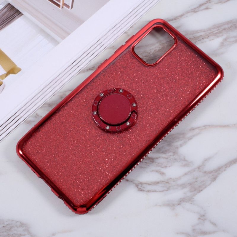 Etui Samsung Galaxy A31 Srebrny Czerwony Wspornik Z Cekinami I Diamentami Etui Ochronne