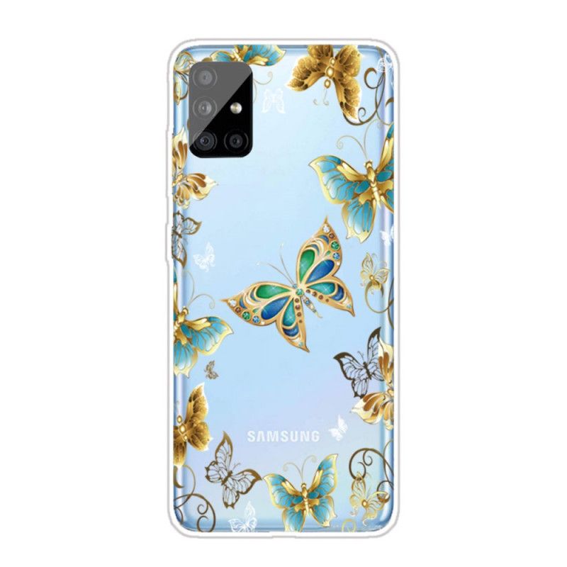 Etui Samsung Galaxy A31 Złoty Ciemnoniebieski Lot Motyli Etui Ochronne