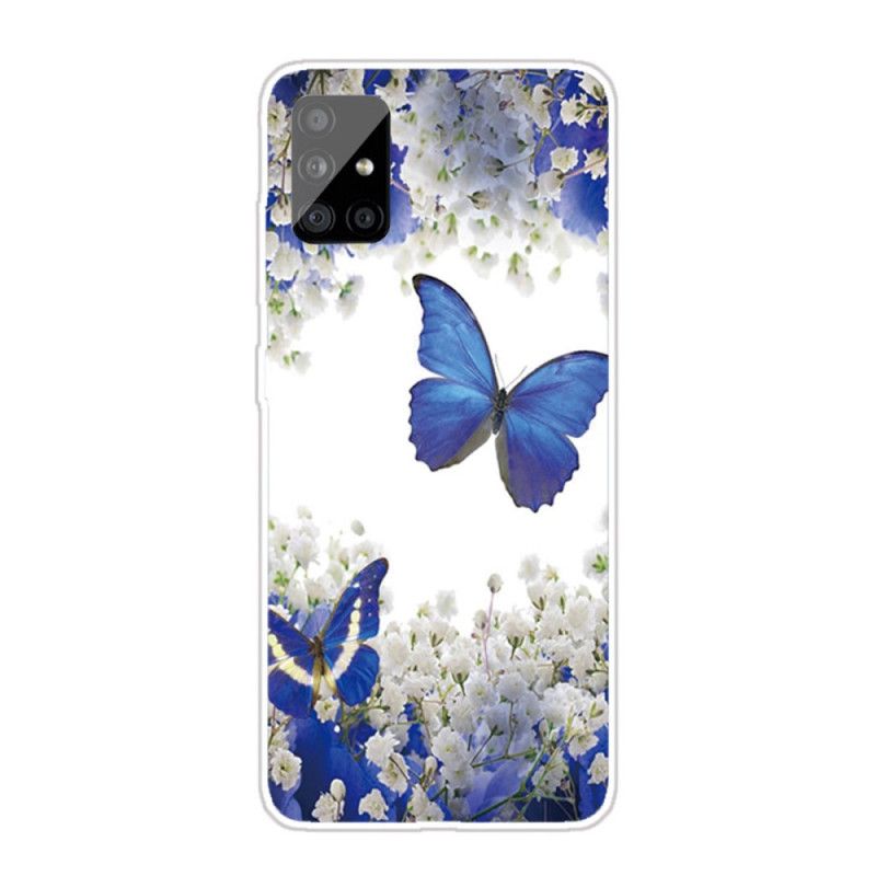 Etui Samsung Galaxy A31 Złoty Ciemnoniebieski Lot Motyli Etui Ochronne