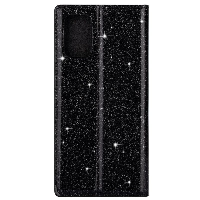 Flip Kotelot Samsung Galaxy A31 Szary Czarny Styl Brokatu