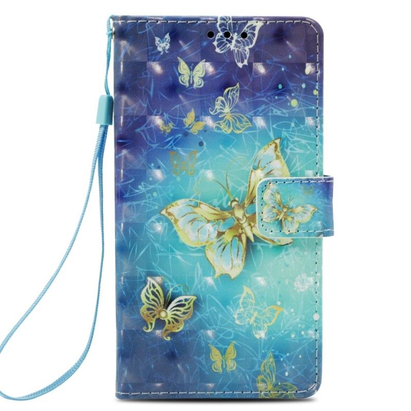 Etui Folio Samsung Galaxy A6 3D Złote Motyle Etui Ochronne