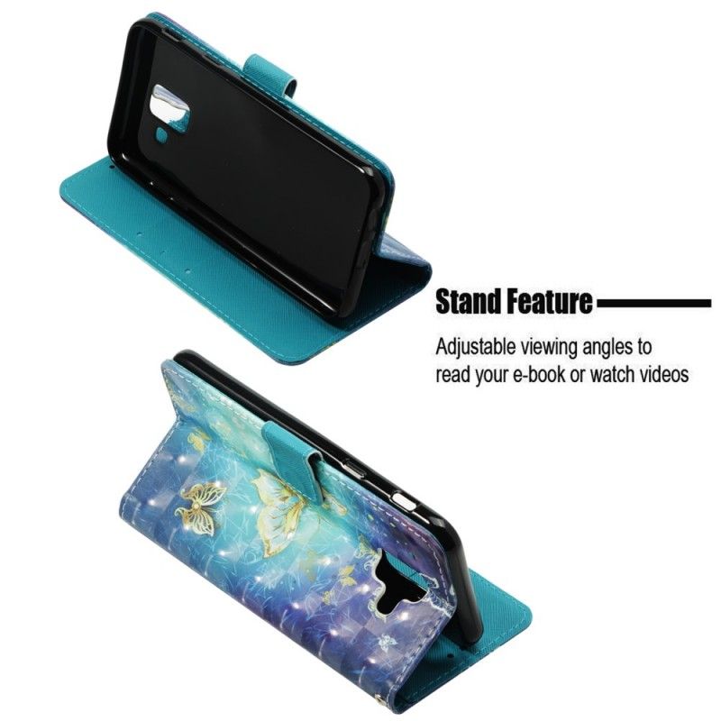 Etui Folio Samsung Galaxy A6 3D Złote Motyle Etui Ochronne