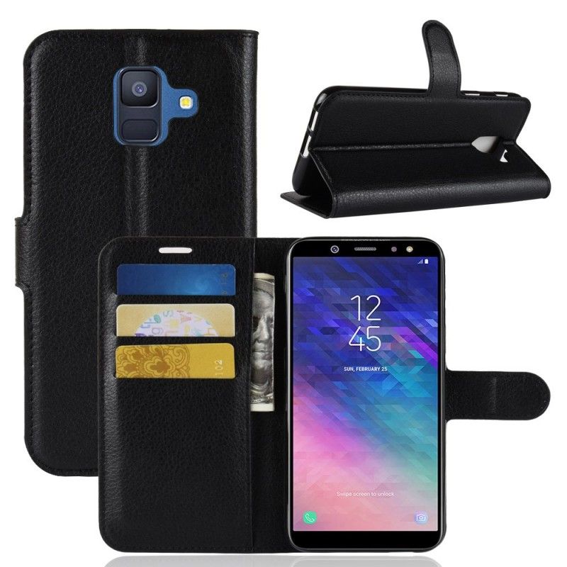 Etui Folio Samsung Galaxy A6 Biały Czarny Klasyczny Etui Ochronne