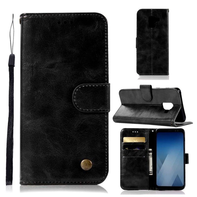 Etui Folio Samsung Galaxy A6 Ciemnoczerwony Efekt Skóry W Stylu Vintage Z Paskiem Etui Ochronne