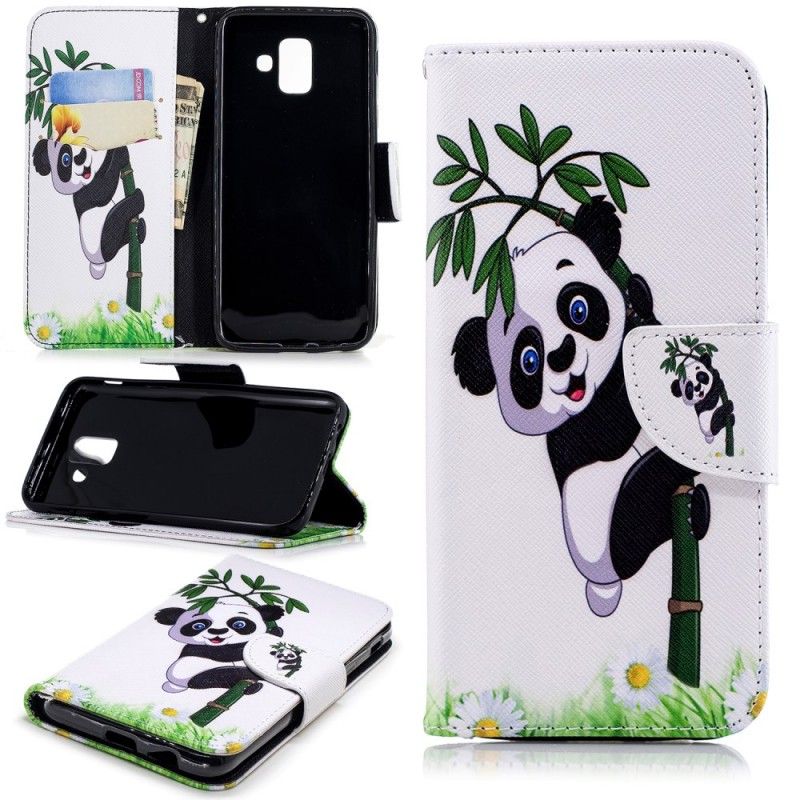 Etui Folio Samsung Galaxy A6 Panda Na Bambusie