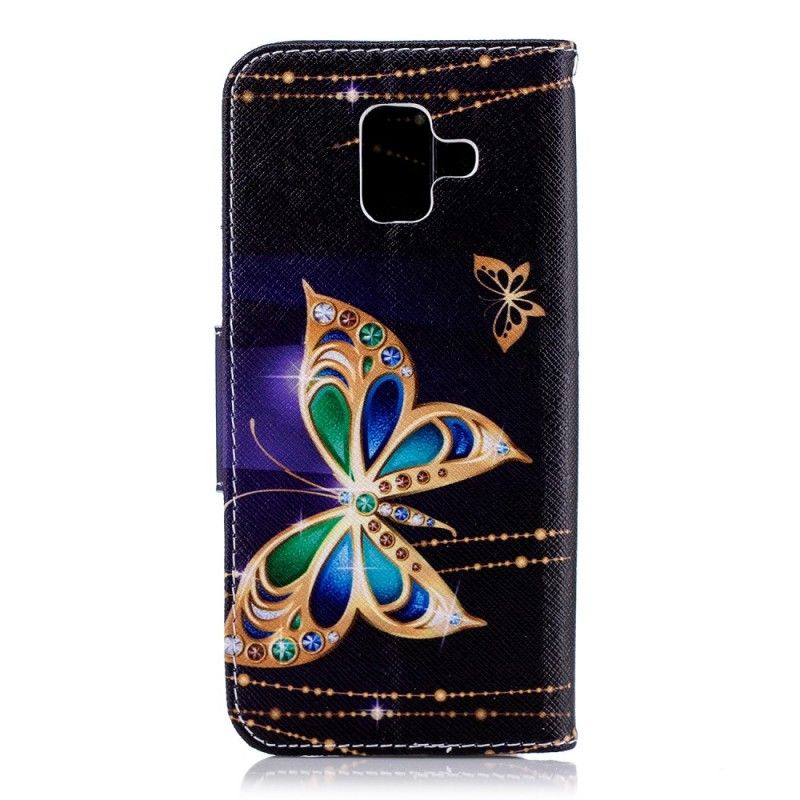 Skórzany Futerał Samsung Galaxy A6 Etui na Telefon Magiczny Motyl