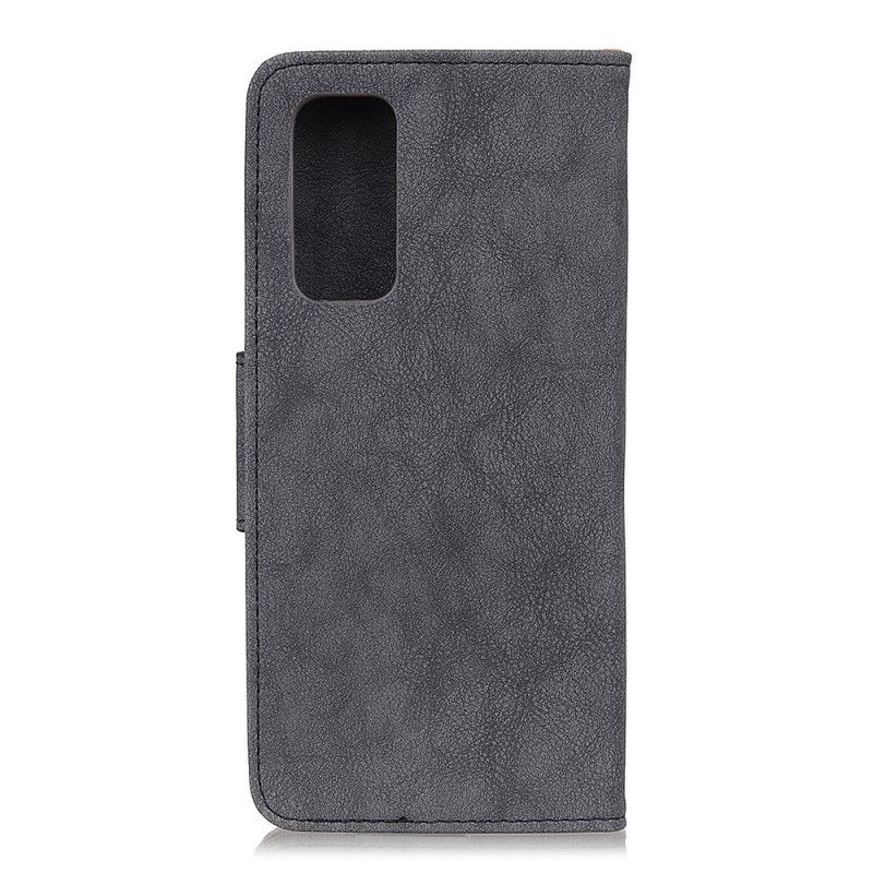 Etui Folio Huawei P Smart 2021 Brązowy Czarny Dwoina W Stylu Vintage