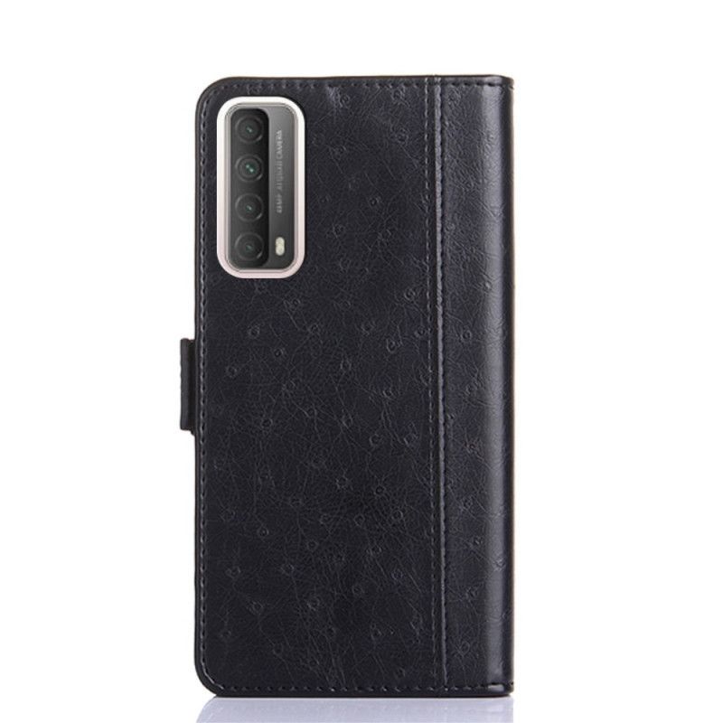 Etui Folio Huawei P Smart 2021 Czerwony Czarny Dwukolorowa Tekstura Skóry Strusia Etui Ochronne