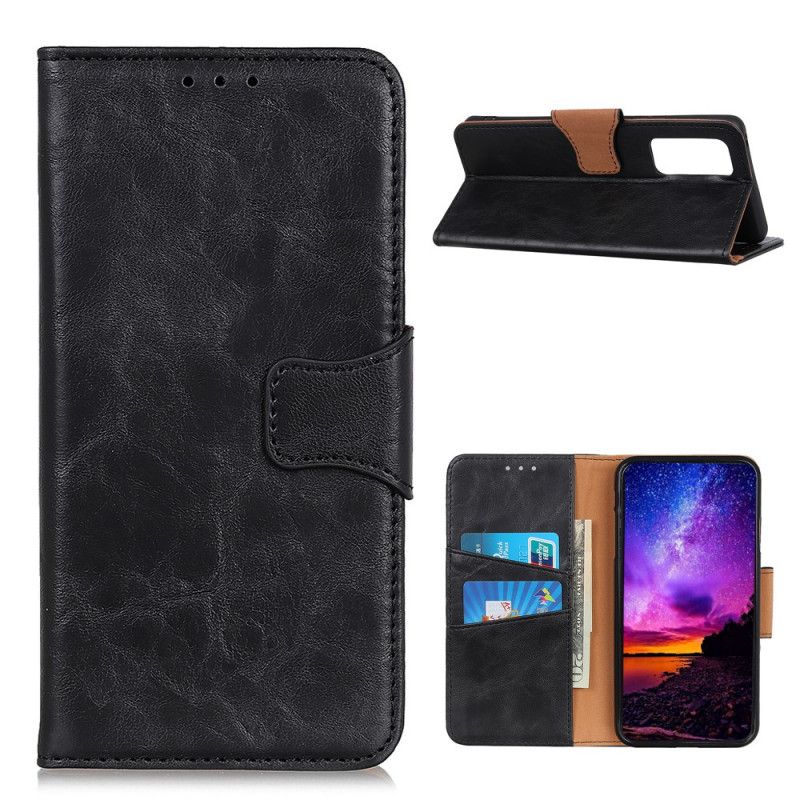 Etui Folio Huawei P Smart 2021 Czerwony Czarny Dwustronne Zapięcie Z Dwoiny Skóry Etui Ochronne