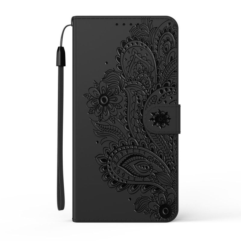 Etui Folio Huawei P Smart 2021 Czerwony Czarny Paw Pawi Ze Stringami