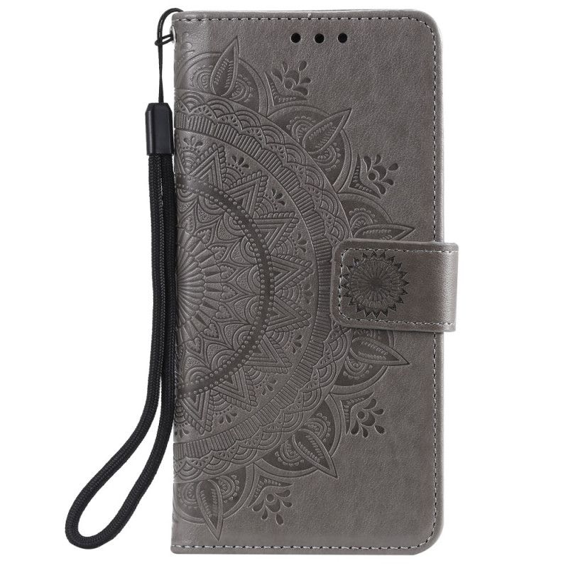 Etui Folio Huawei P Smart 2021 Czerwony Szary Mandala Słońca Etui Ochronne