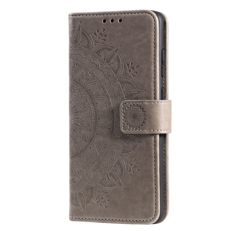 Etui Folio Huawei P Smart 2021 Czerwony Szary Mandala Słońca Etui Ochronne