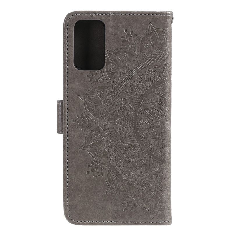 Etui Folio Huawei P Smart 2021 Czerwony Szary Mandala Słońca Etui Ochronne