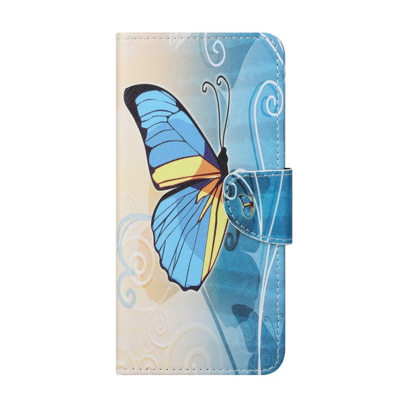 Etui Folio Huawei P Smart 2021 Fioletowy Jasnoniebieski Motyle