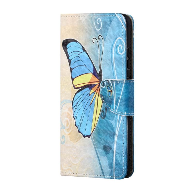 Etui Folio Huawei P Smart 2021 Fioletowy Jasnoniebieski Motyle