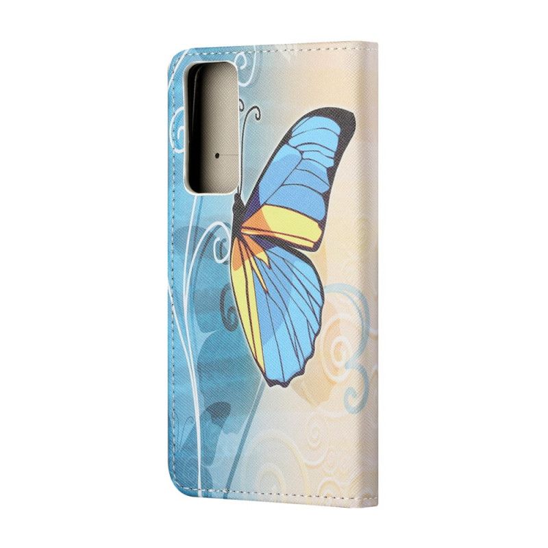 Etui Folio Huawei P Smart 2021 Fioletowy Jasnoniebieski Motyle