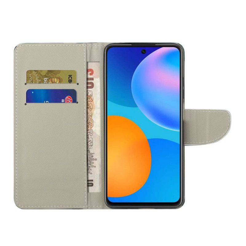 Etui Folio Huawei P Smart 2021 Fioletowy Jasnoniebieski Motyle