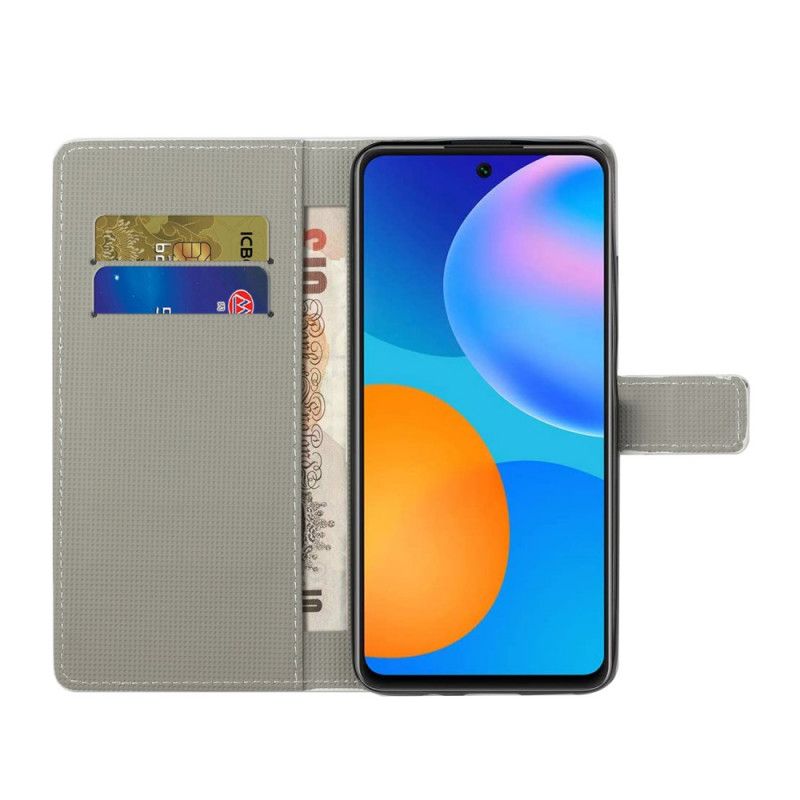 Etui Folio Huawei P Smart 2021 Fioletowy Szary Motyle