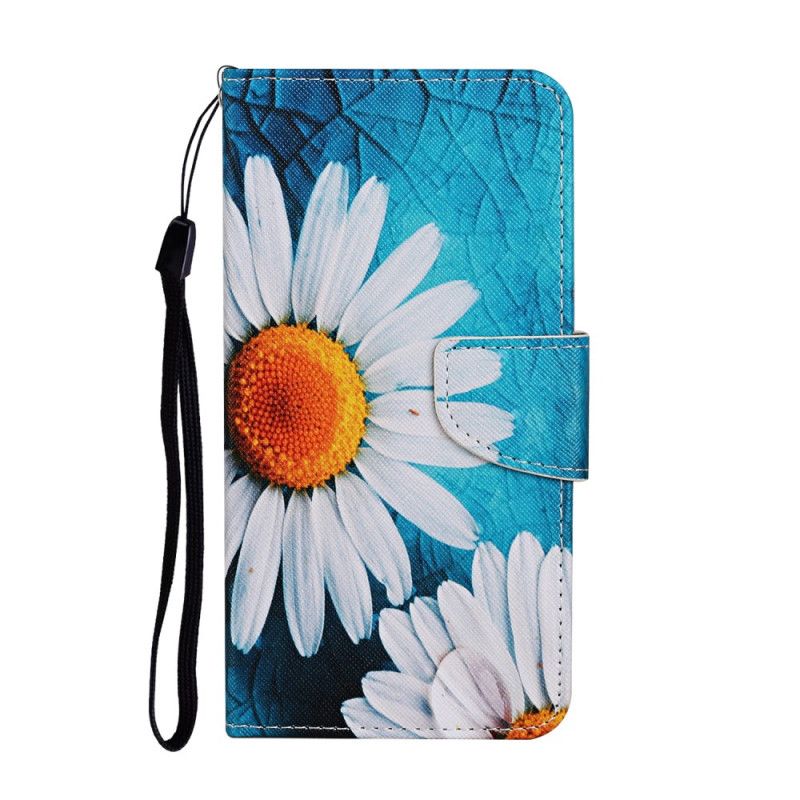 Etui Folio Huawei P Smart 2021 Jasnoniebieski Magenta Mistrzowskie Kwiaty Ze Stringami Etui Ochronne