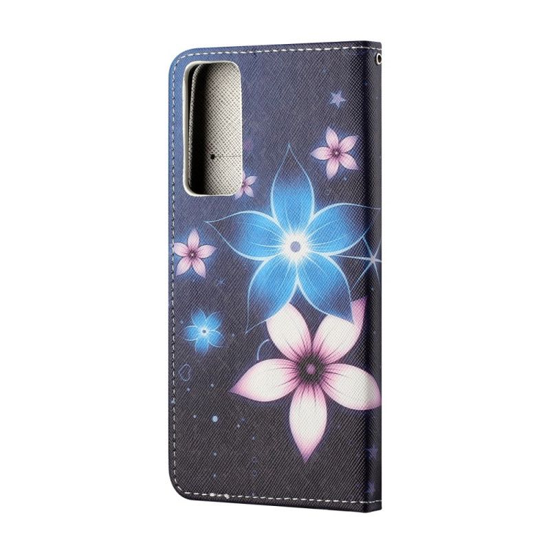 Etui Folio Huawei P Smart 2021 Księżycowe Kwiaty Ze Stringami Etui Ochronne