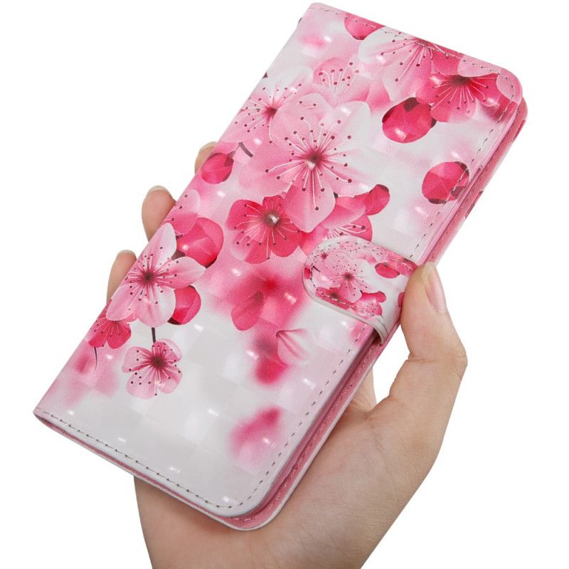 Etui Folio Huawei P Smart 2021 Różowy Magenta Kwitną Jasne. Punktowe Kwiaty Etui Ochronne