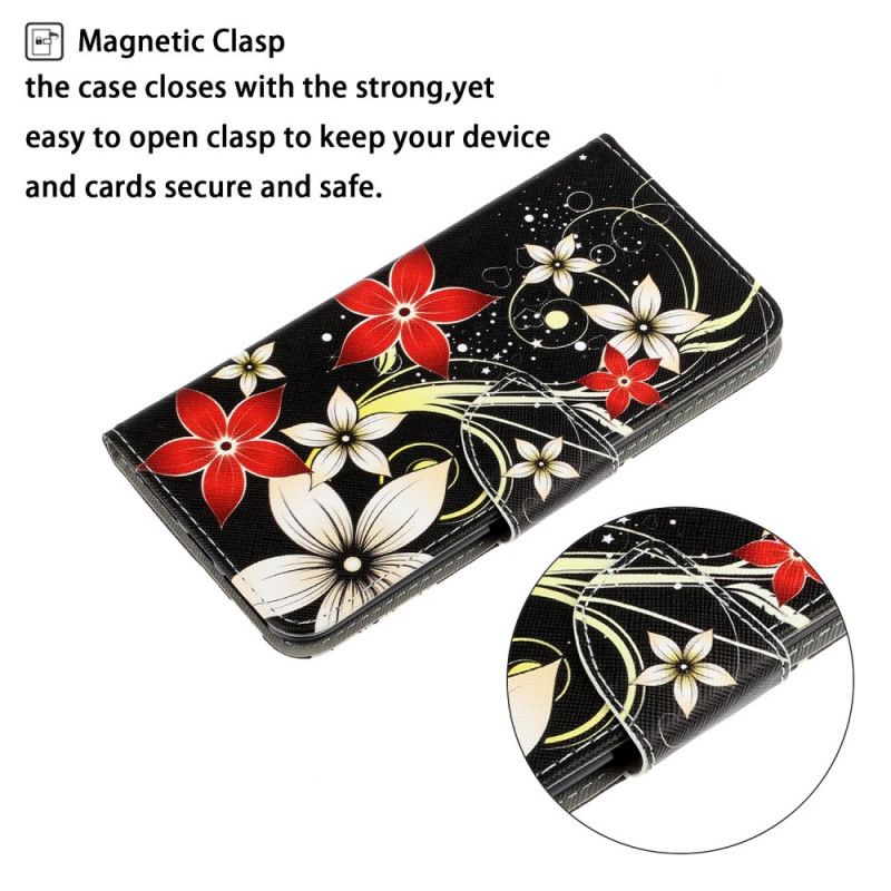 Etui Folio Huawei P Smart 2021 Szary Czarny Kolorowe Stringi W Kwiaty