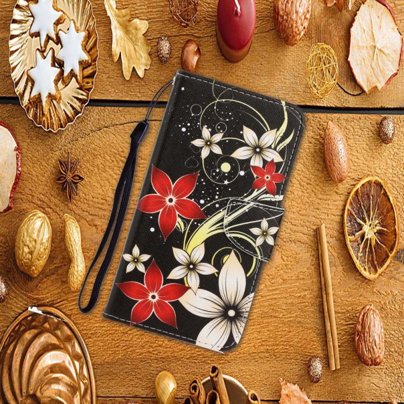 Etui Folio Huawei P Smart 2021 Szary Czarny Kolorowe Stringi W Kwiaty