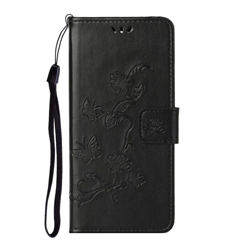 Etui Folio Huawei P Smart 2021 Szary Czarny Kwiaty Na Stringach Etui Ochronne