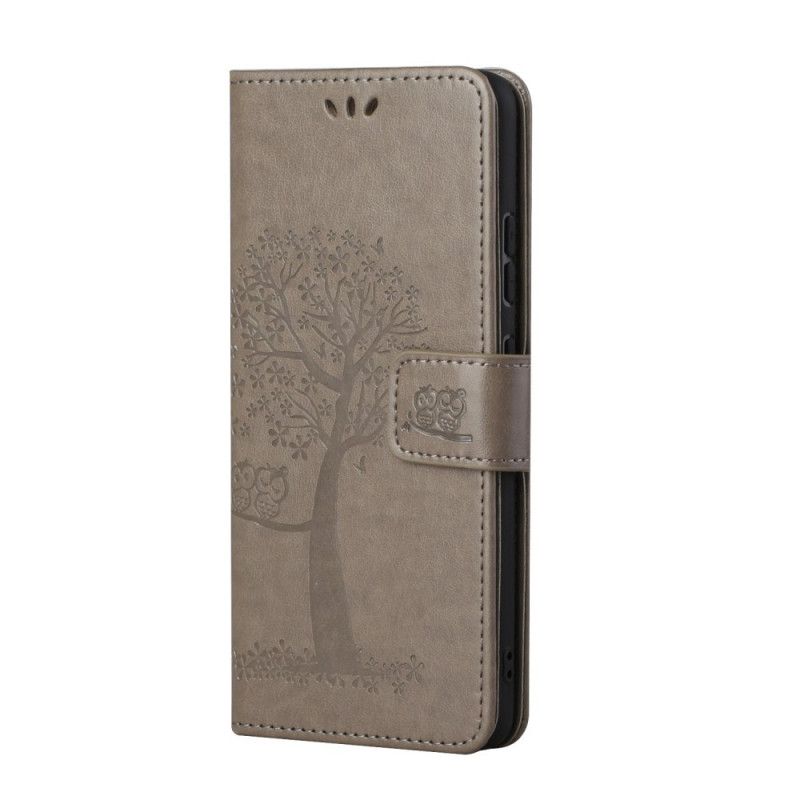 Etui Folio Huawei P Smart 2021 Szary Czarny Sowy Drzewne I Stringi