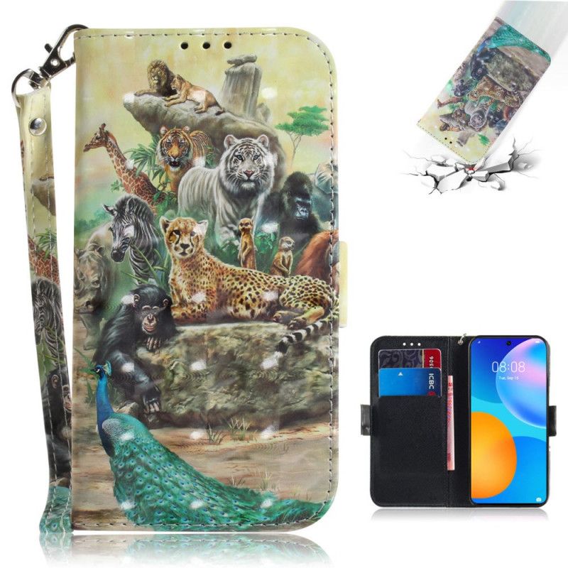 Etui Folio Huawei P Smart 2021 Zwierzęta Safari W Stringach Etui Ochronne