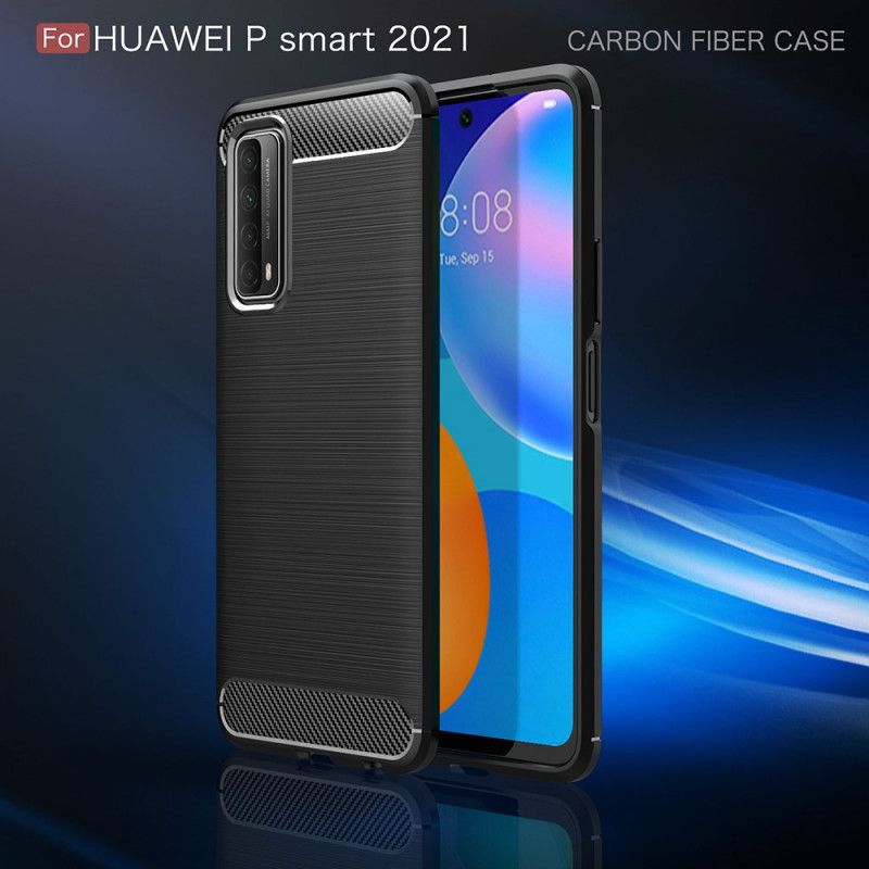 Etui Huawei P Smart 2021 Czerwony Czarny Szczotkowane Włókno Węglowe