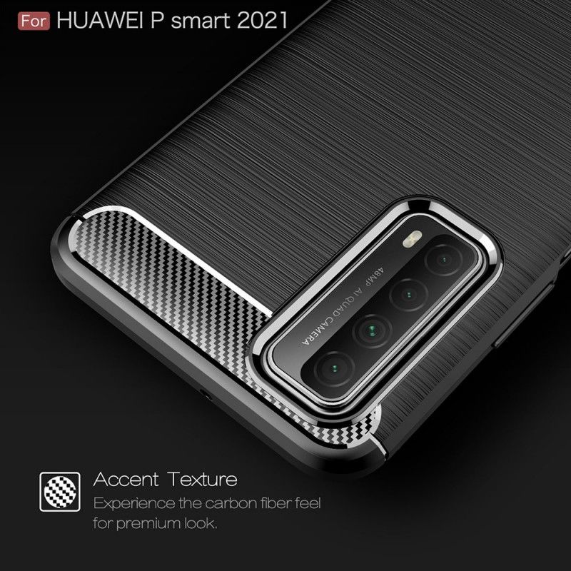 Etui Huawei P Smart 2021 Czerwony Czarny Szczotkowane Włókno Węglowe