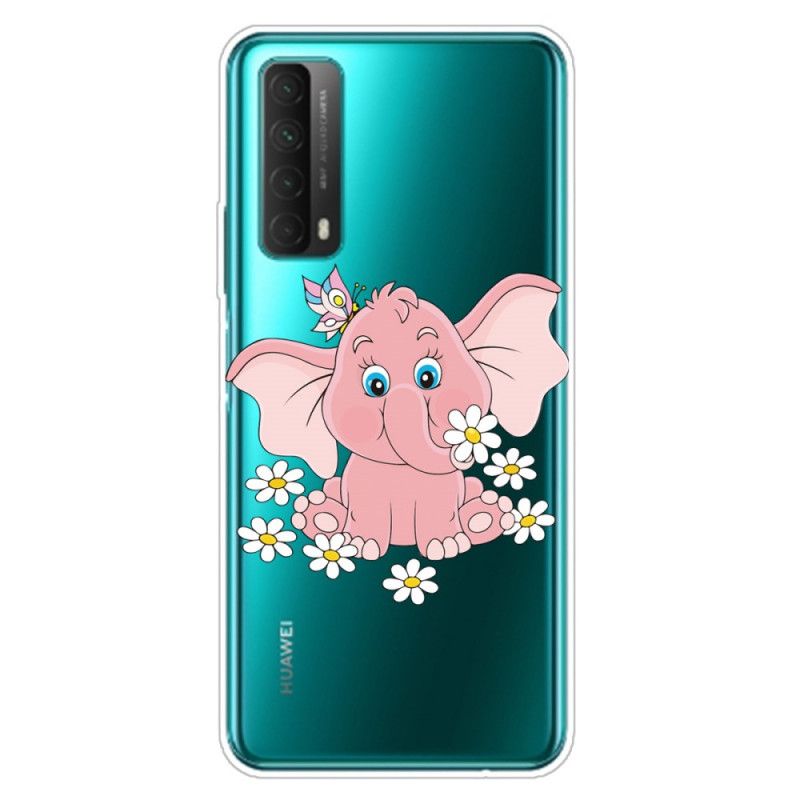 Etui Huawei P Smart 2021 Przezroczysty Różowy Słoń Etui Ochronne