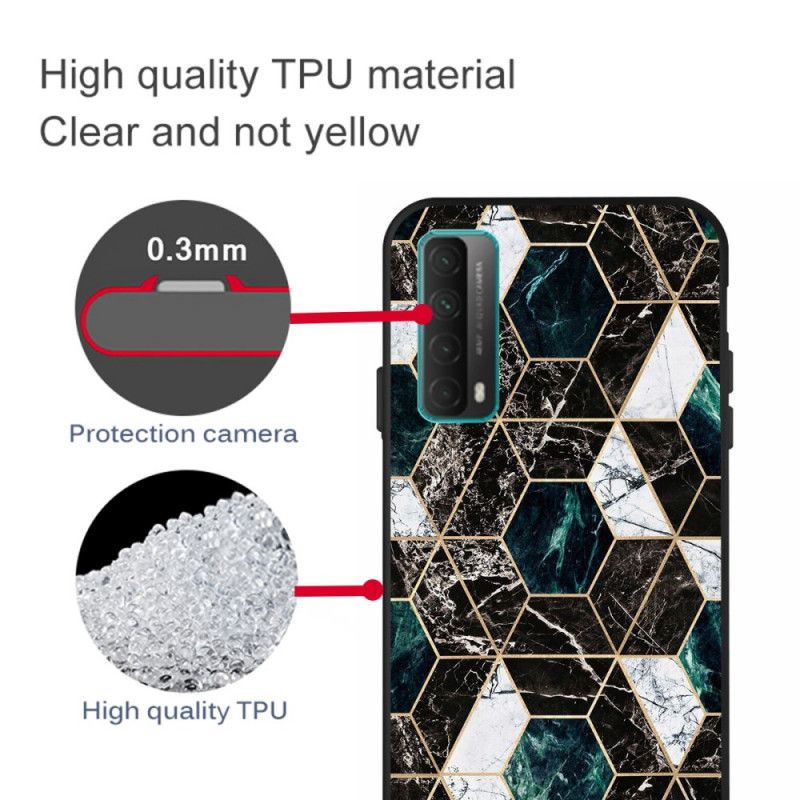 Etui Huawei P Smart 2021 Zielony Czarny Marmur O Ciemnej Geometrii Etui Ochronne