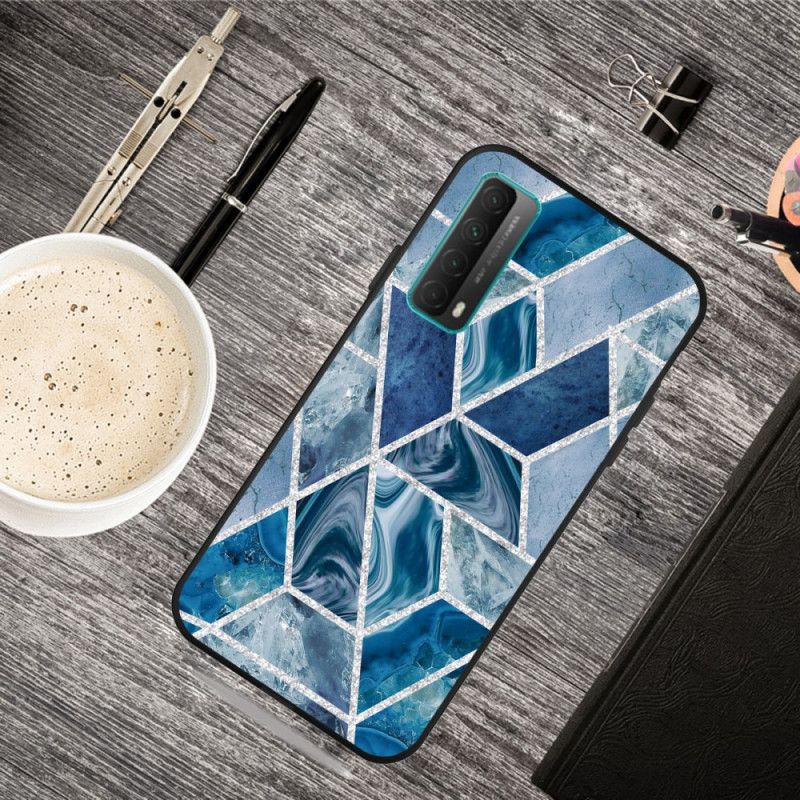 Etui Huawei P Smart 2021 Zielony Czarny Marmur O Ciemnej Geometrii Etui Ochronne