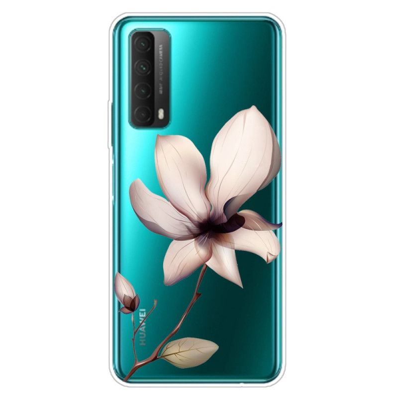 Etui Huawei P Smart 2021 Zielony Różowy Kwiaty