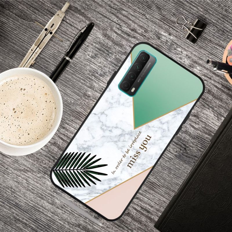 Etui Huawei P Smart 2021 Zielony Różowy Wiadomość O Marmurowej Geometrii