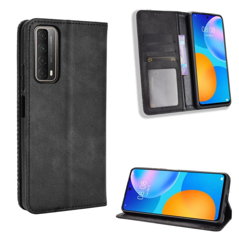 Flip Kotelot Huawei P Smart 2021 Czerwony Czarny Stylizowany Efekt Skóry W Stylu Vintage Etui Ochronne