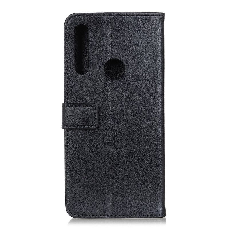 Etui Folio Huawei Y6p Czarny Imitacja Skóry Liczi Etui Ochronne