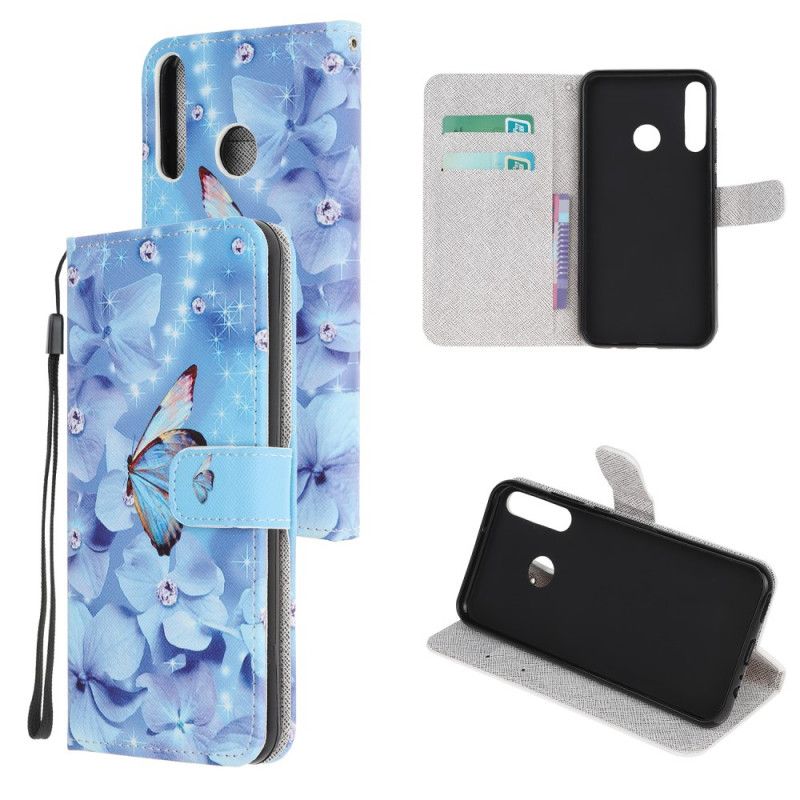 Etui Folio Huawei Y6p Diamentowe Motyle Ze Stringami