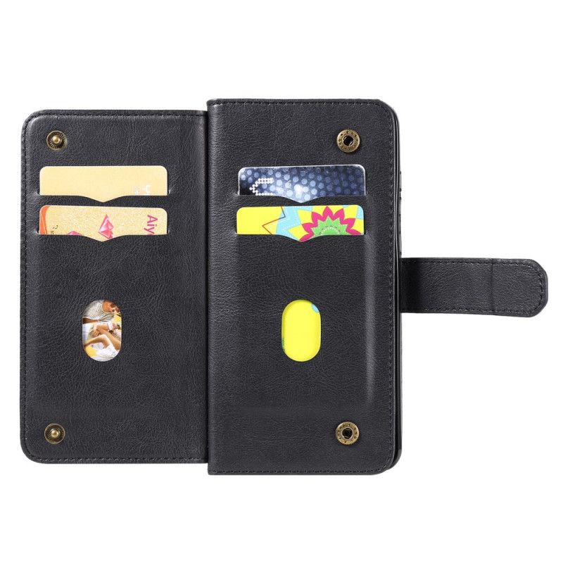 Etui Folio Huawei Y6p Granatowy Czarny Wielofunkcyjne Etui Na 10 Kart