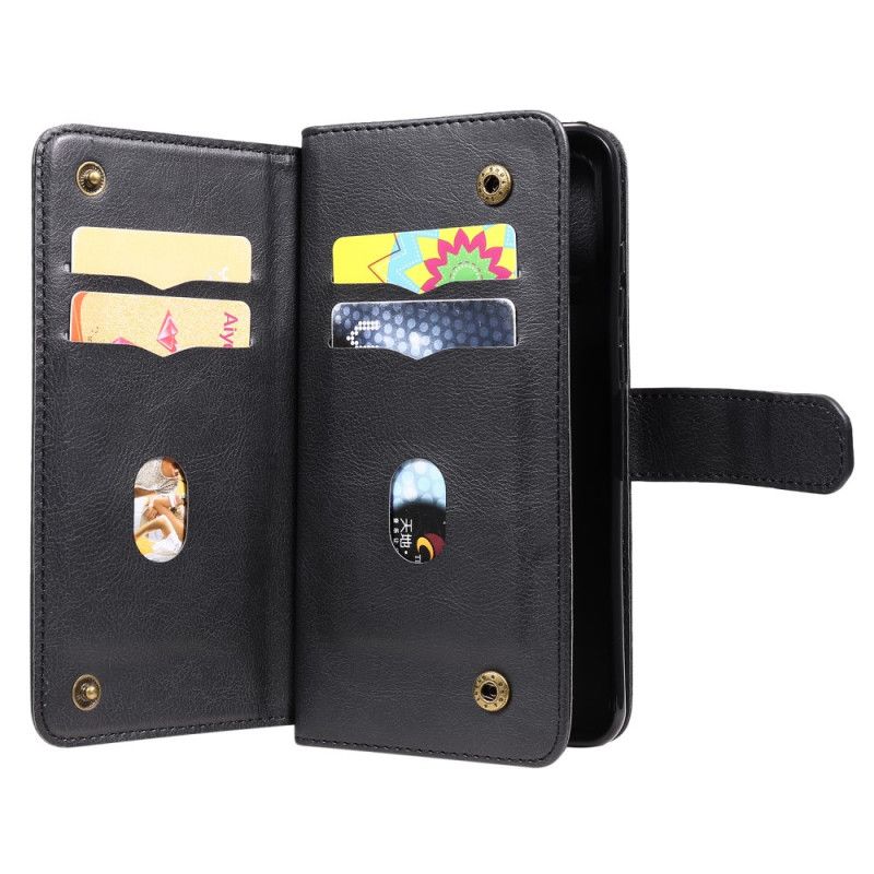 Etui Folio Huawei Y6p Granatowy Czarny Wielofunkcyjne Etui Na 10 Kart