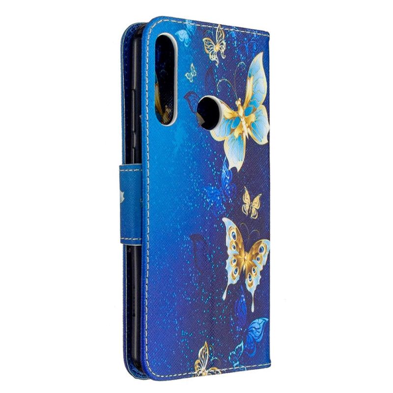 Etui Folio Huawei Y6p Jasnoniebieski Ciemnoniebieski Motyle W Nocy