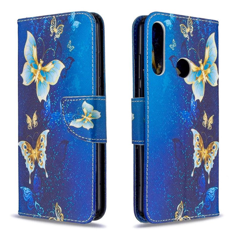 Etui Folio Huawei Y6p Jasnoniebieski Ciemnoniebieski Motyle W Nocy