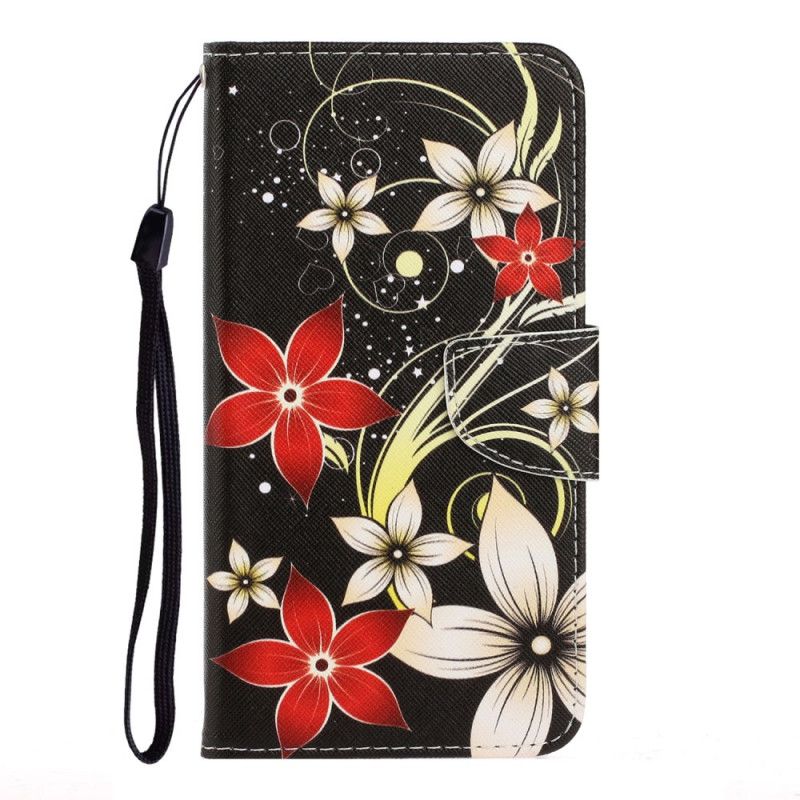 Etui Folio Huawei Y6p Kolorowe Kwiaty Ze Stringami