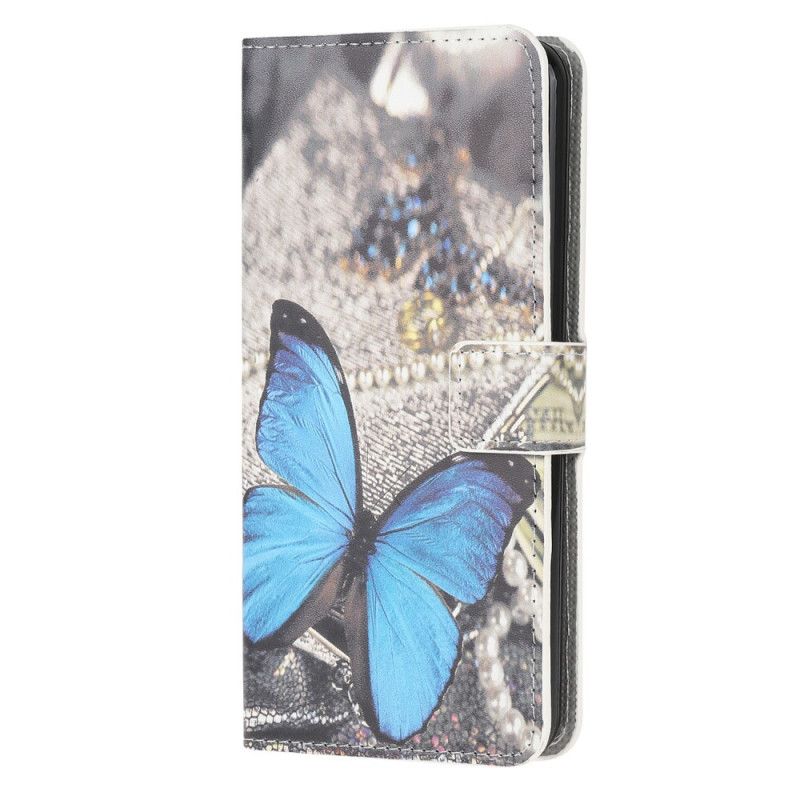 Etui Folio Huawei Y6p Niebieski Motyl Etui Ochronne